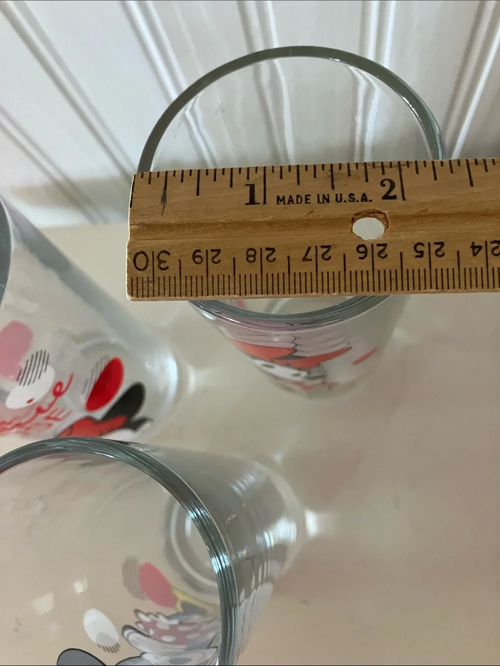 Disney Minnie Mouse Clear Glass Tumblers with Red and Yellow Accents - Set of 3